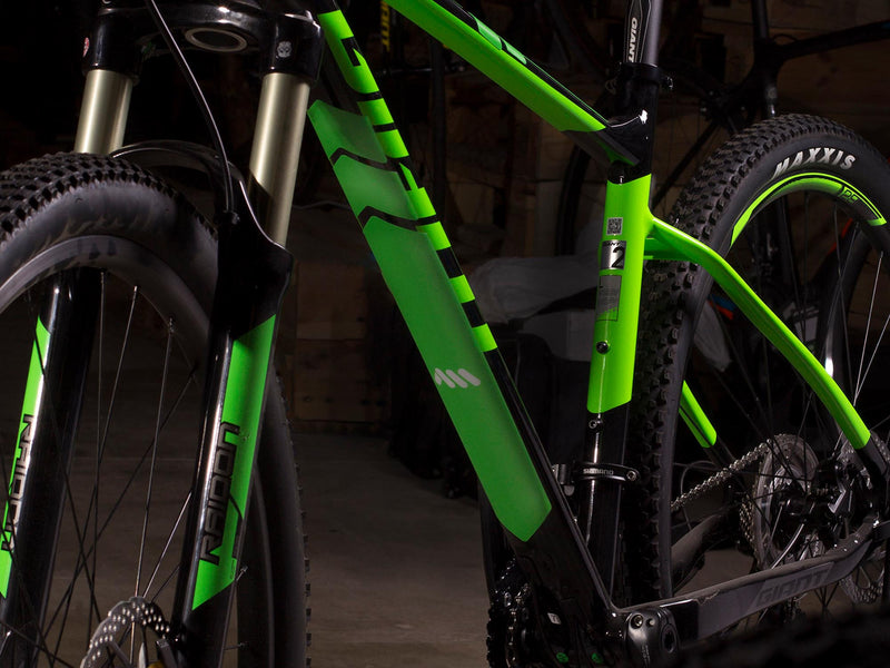 AMS Frame Guard Extra Green installed on down tube