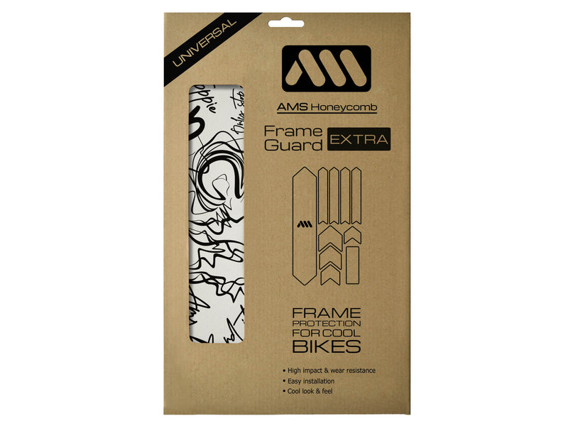 AMS Frame Guard Extra size version with the black signature graphics inside the packaging