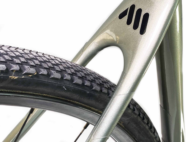 AMS Gravel/Road Frame Guard in TOTAL size CLEAR color on the seat stays of a gravel bike