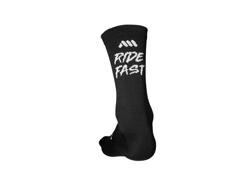 AMS Ride Fast cycling socks in black back view