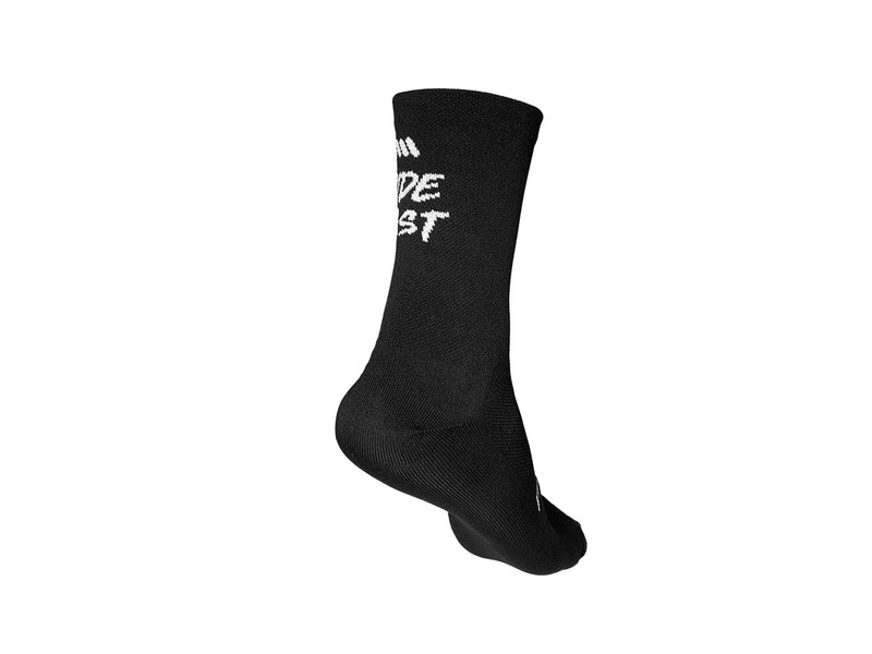 AMS Ride Fast cycling socks in black back side view
