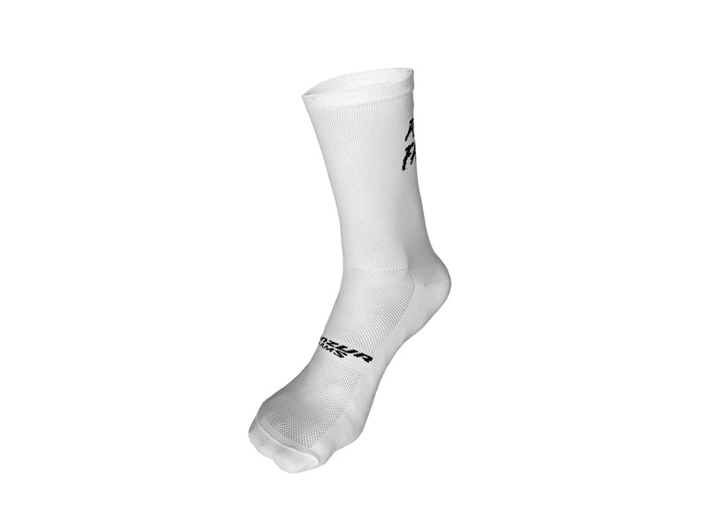 AMS Ride Fast cycling socks in white front view