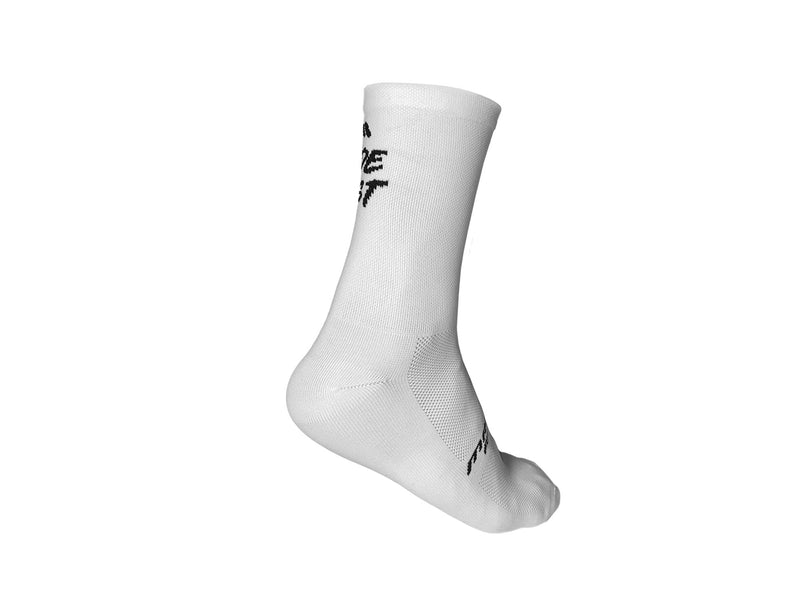 AMS Ride Fast cycling socks in white back side view