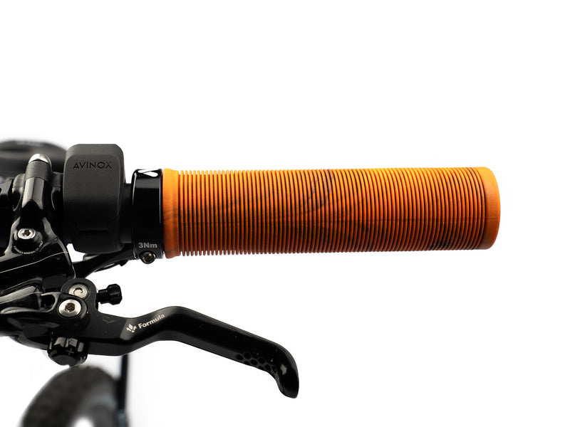 AMS Barcode Grips in Orange Camo color. Installed front view