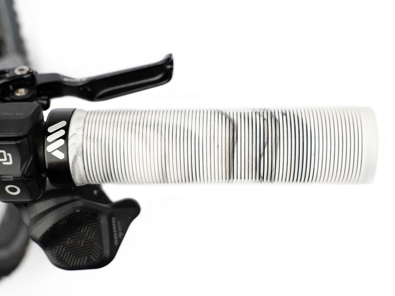 AMS Barcode Grips in White Camo color. Installed upper view