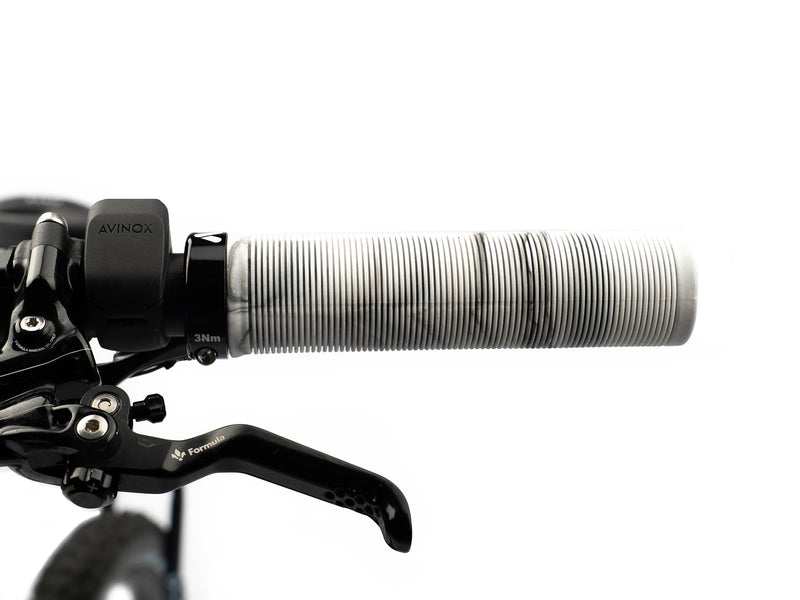 AMS Barcode Grips in White Camo color. Installed front view