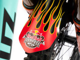 AMS X Red Bull Rampage Freeride Flames Mud Guard top close view installed on a bike