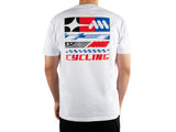 AMS Racing tee in white main back flat design view