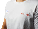AMS Racing tee in white front design detail view
