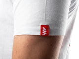 AMS Racing tee in white sleeve detail view
