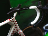 AMS Tessel Bar Tape in White color, 2.5mm as the KOM during 2026 Tour de France detail shot