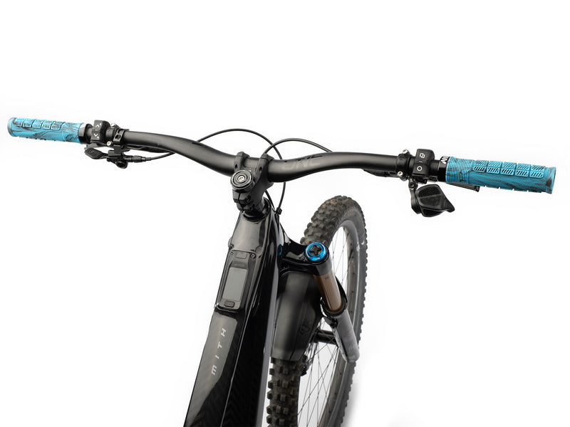 AMS Rise Grips in Blue Camo color. Installed cockpit upper view