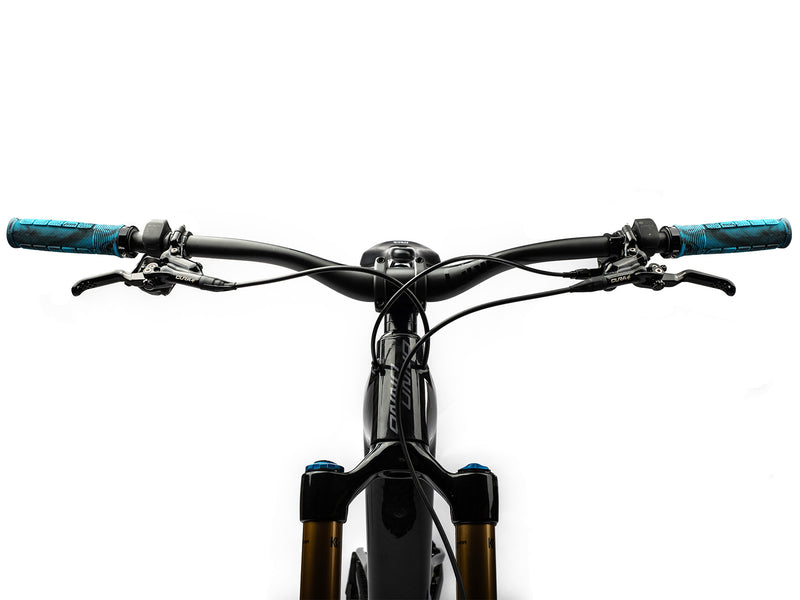 AMS Rise Grips in Blue Camo color. Installed cockpit front view