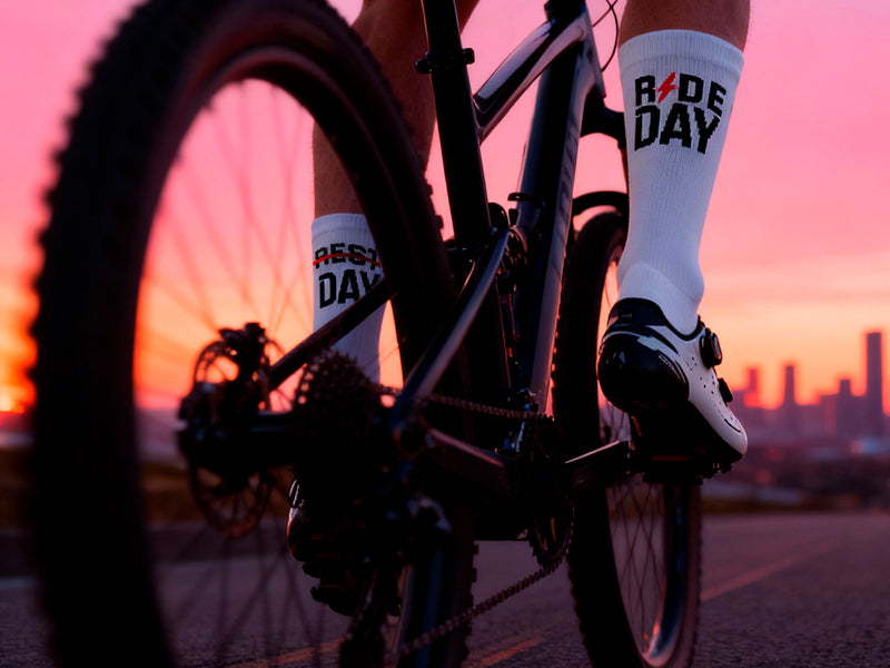 AMS Ride Day Unisex Cycling Socks. White