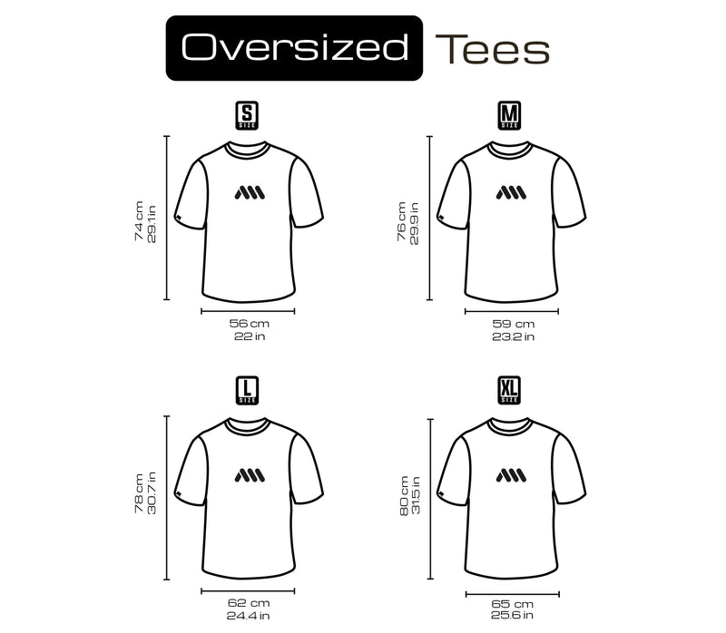 AMS Oversize t-shirt size chart