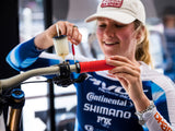 AMS Rise grips in red at the World Cup used by Jenna Hastings