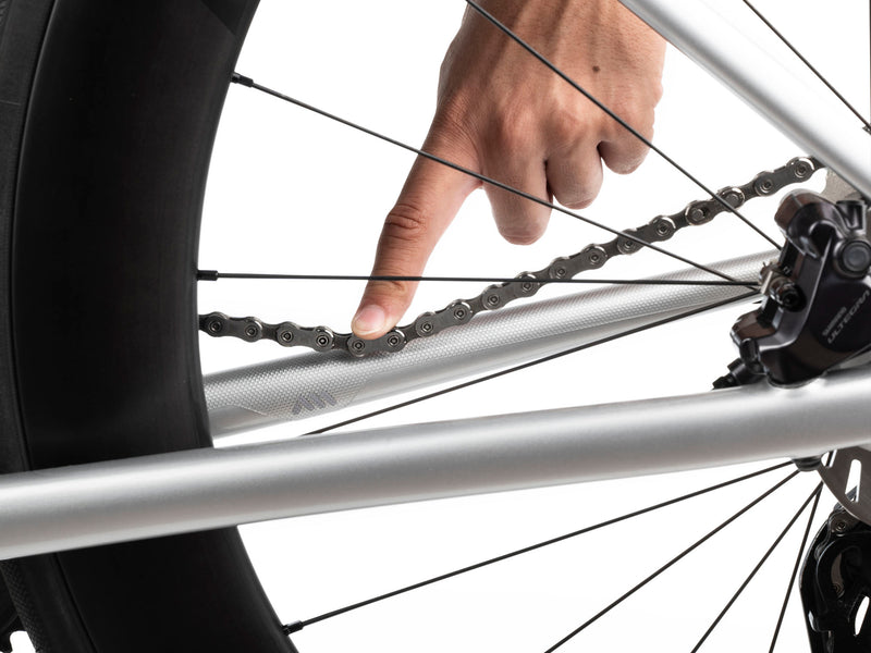 AMS Chain Guard for Road and Gravel protecting the chain stay view from inside