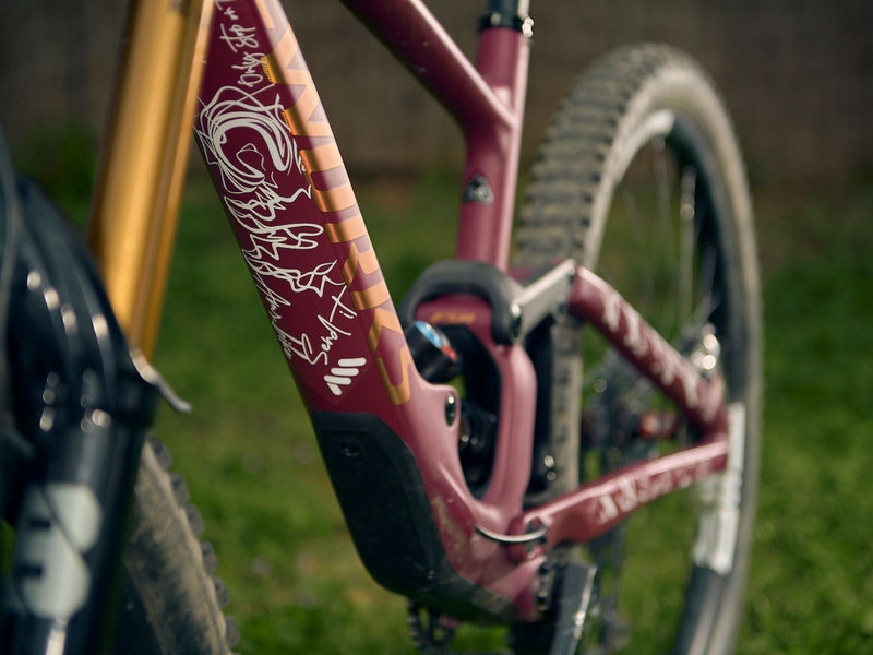 AMS Extra Signature design in white over a Specialized Sworks