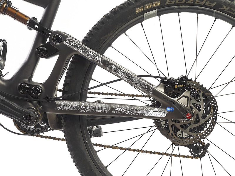 AMS X Velo Solutions Pump for Peace Frame Guard Extra in White on the seat stay