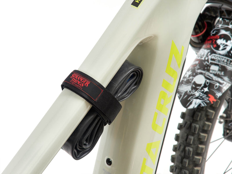 AMS X Stranger Things Hook&Loop strap product on bike