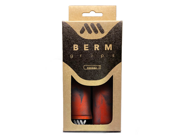 AMS grips Berm model red camo color product inside the packaging