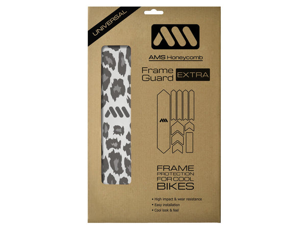 AMS Frame Guard Extra size cheetah pattern product inside the packaging