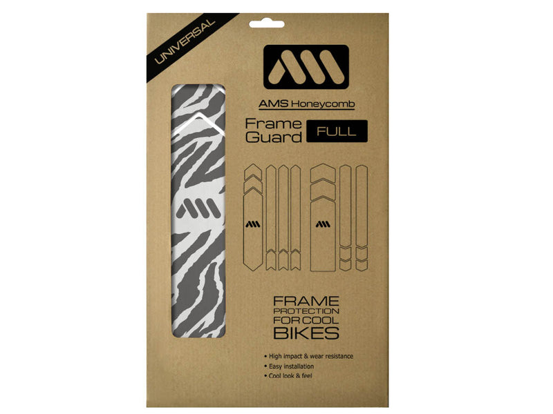 AMS Frame Guard full size Zebra animal print inside the packaging