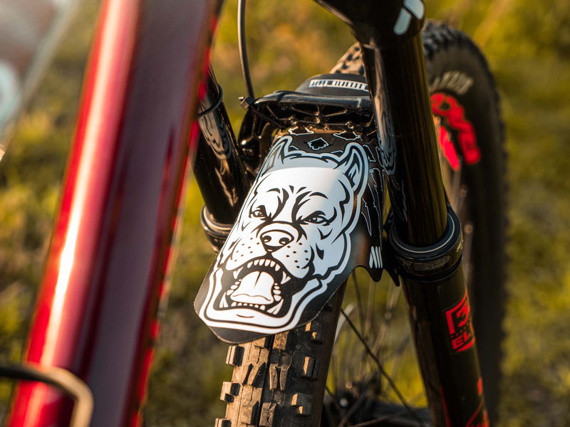AMS Mud Guard with the pit bull in a bike