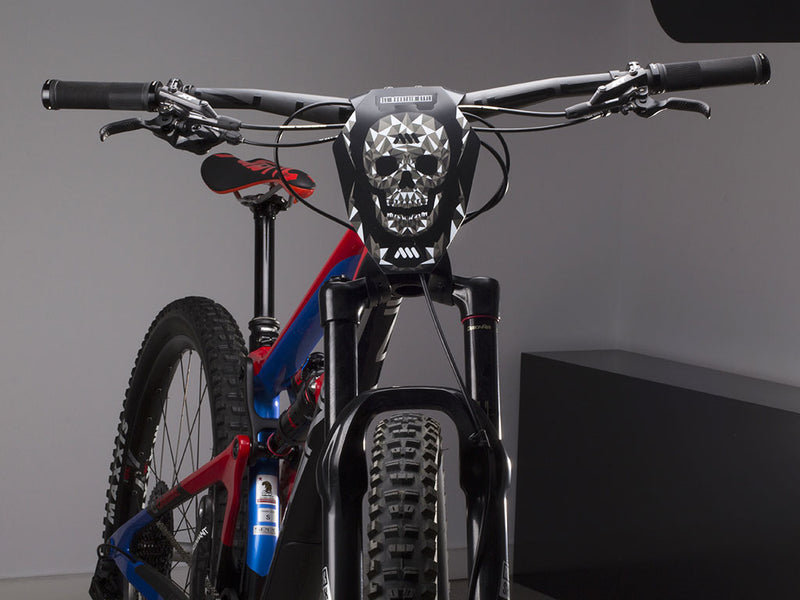 AMS Number Plate Skull on Enduro bike front view