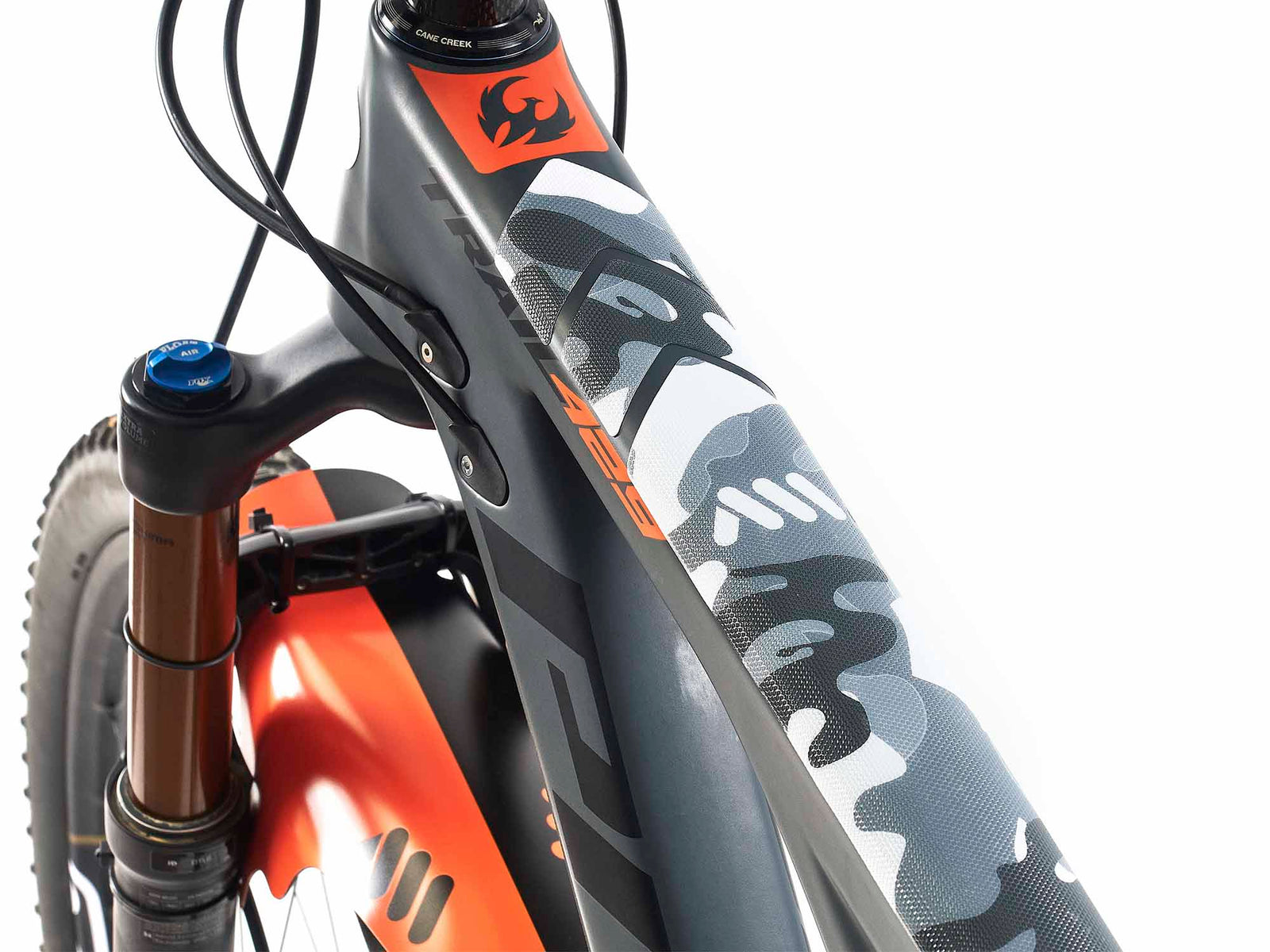 White Camo pattern honeycomb mountain bike frame protection